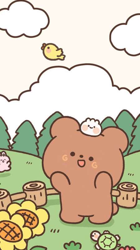 Hai nhân vật nhỏ cute màu sắc vui đùa cùng nhau