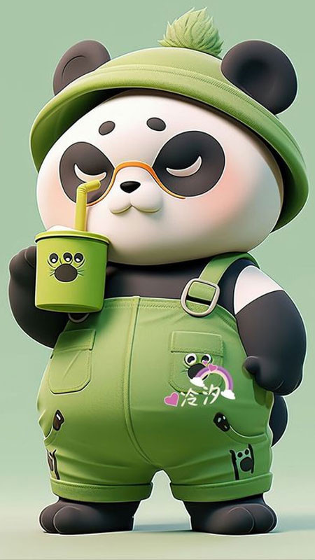 Hình ảnh 3D của một chú gấu trúc đang ngồi