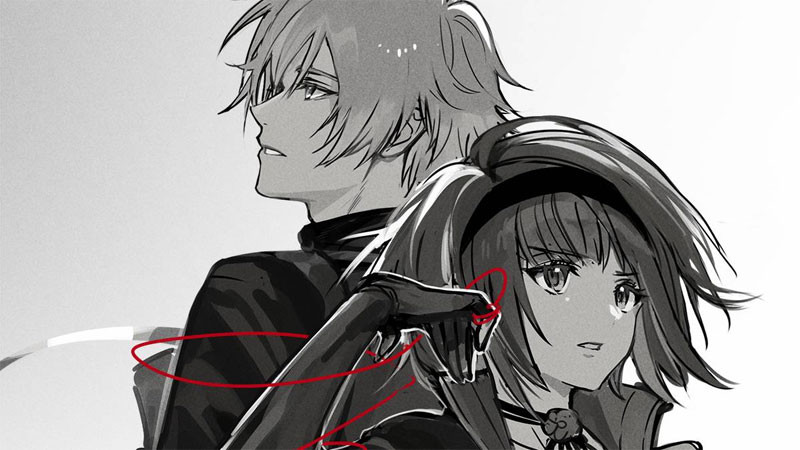 Hình ảnh anime cắt trắng đen của một cặp đôi