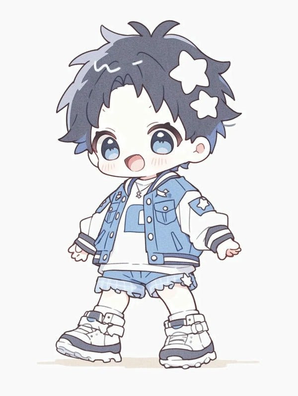 Hình ảnh anime chibi nam dễ thương đang suy tư