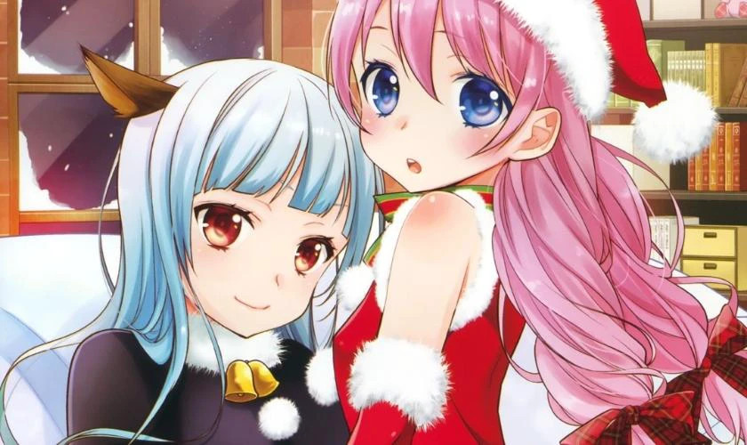 Hình ảnh anime chibi nữ thể hiện tình bạn ngày Giáng sinh