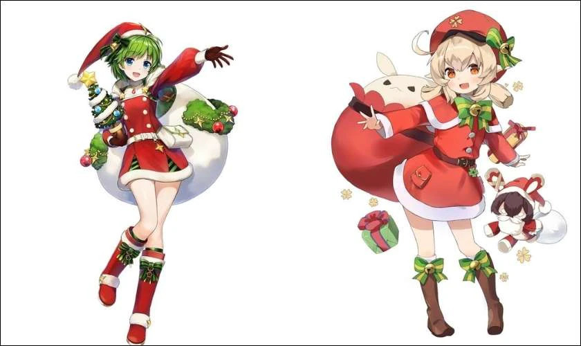 Hình ảnh anime Giáng sinh dễ thương trên màn hình điện thoại