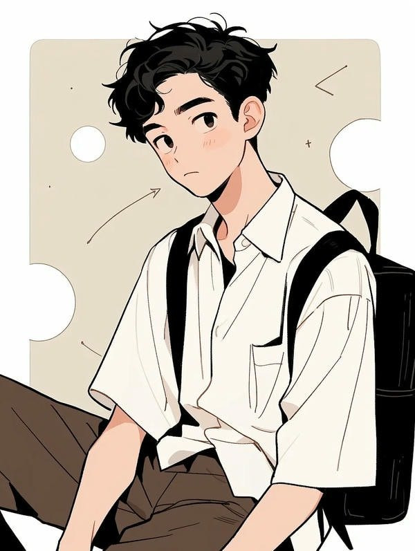 Hình ảnh anime học sinh nam đang chăm sóc vườn trường