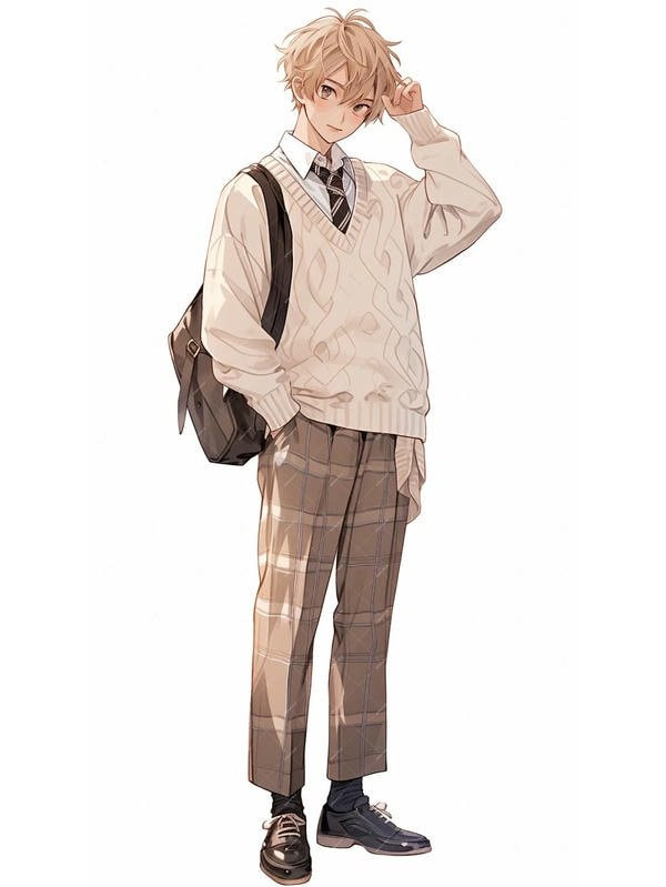 Hình ảnh anime học sinh nam đứng dựa vào tủ đồ cá nhân