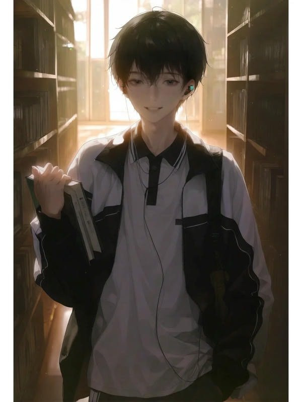 Hình ảnh anime học sinh nam ngồi bên cửa sổ xe buýt