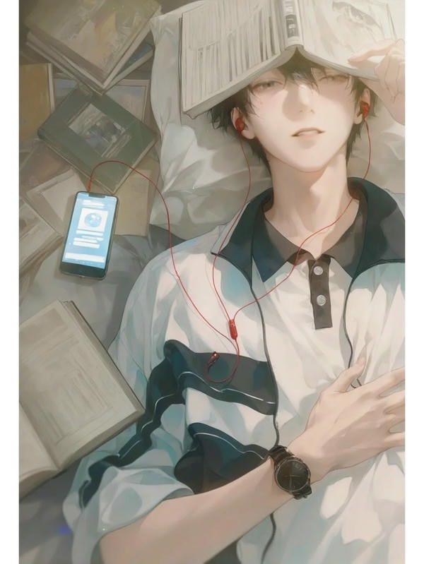 Hình ảnh anime học sinh nam trầm ngâm nhìn về phía xa