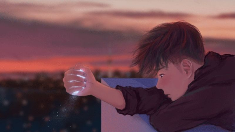 Hình ảnh anime nam chill nằm trên sofa