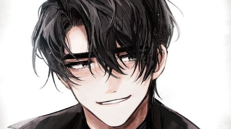 Hình ảnh anime nam đen trắng, mái tóc đặc trưng