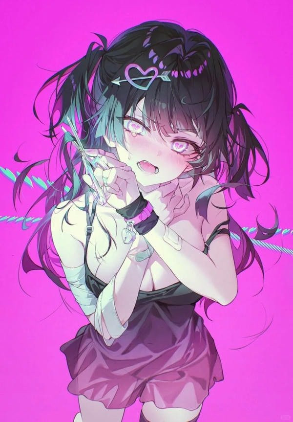 Hình ảnh anime nữ dựa vào tường đầy khí chất