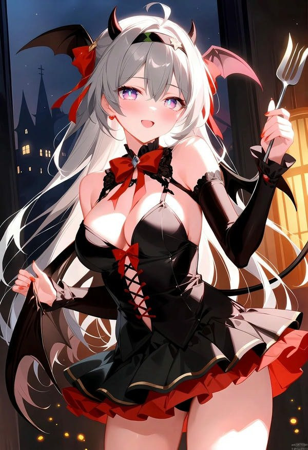 Hình ảnh anime nữ tóc tím than với trang phục lính