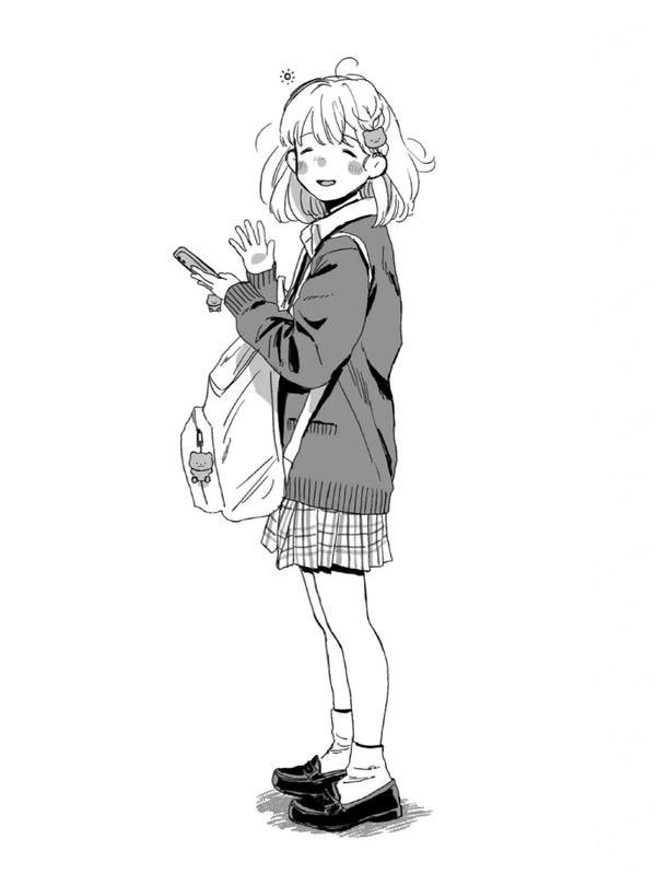 Hình ảnh anime nữ trắng đen với chi tiết nơ cài tóc