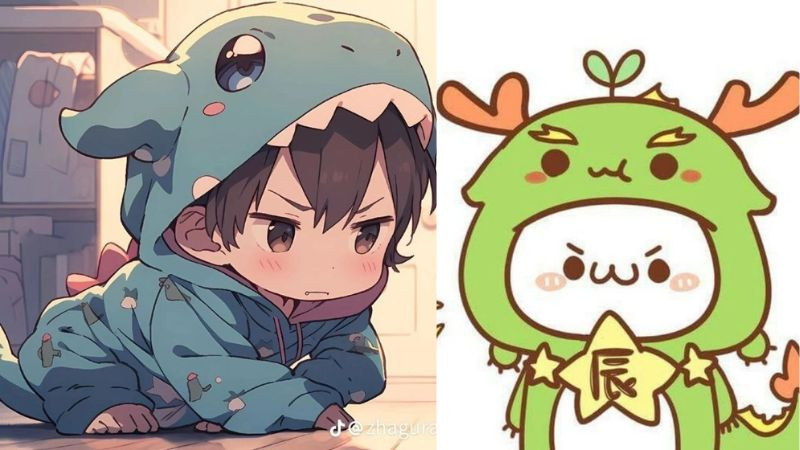 Hình ảnh avatar chú gấu trong trang phục khủng long có sừng siêu đáng yêu, hình ảnh avatar đẹp cho con gái