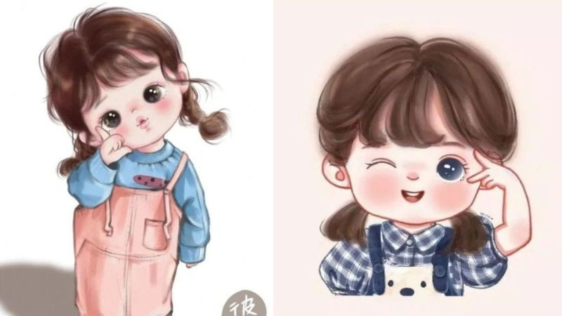 Hình ảnh avatar cô gái cute cột tóc hai bên với biểu cảm siêu dễ thương, hình ảnh avatar đẹp cho con gái ngầu