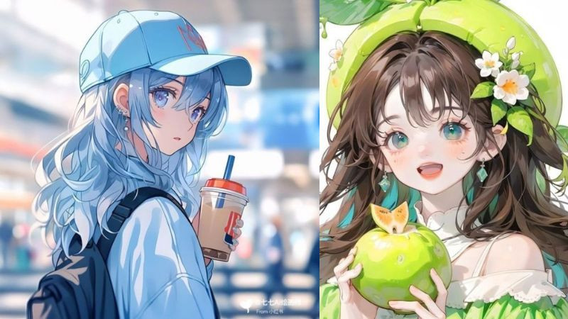 Hình ảnh avatar cô gái đội mũ len tóc xanh với vẻ ngoài cool ngầu và cá tính, hình ảnh avatar đẹp cho con gái ngầu