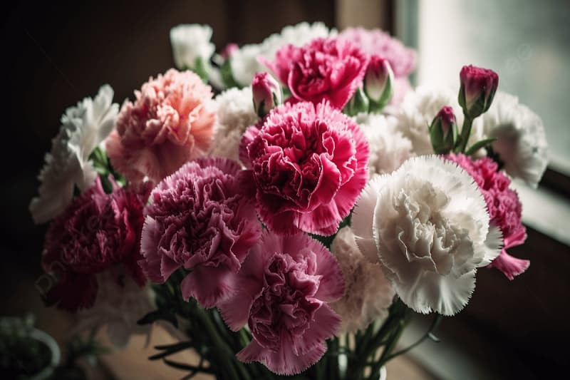 Hình ảnh bó hoa cẩm chướng nhiều màu sắc đẹp mắt