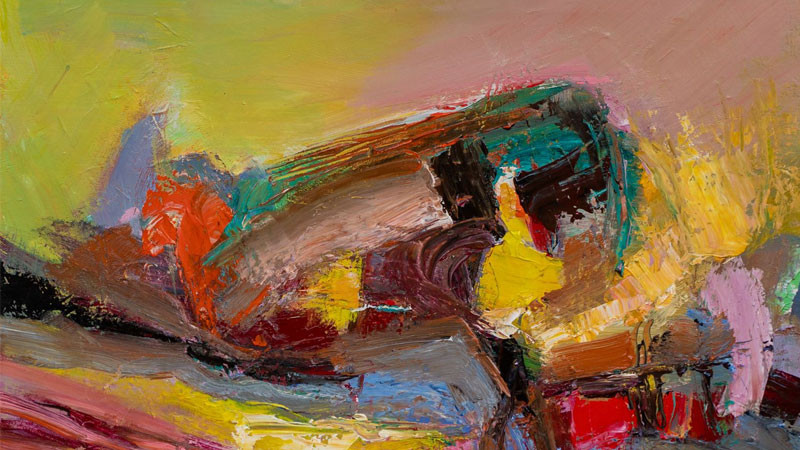 Hình ảnh buồn khóc theo phong cách trừu tượng, sử dụng hình khối và màu sắc