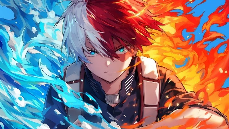 Hình ảnh cận mặt Todoroki Shouto với đôi mắt dị sắc