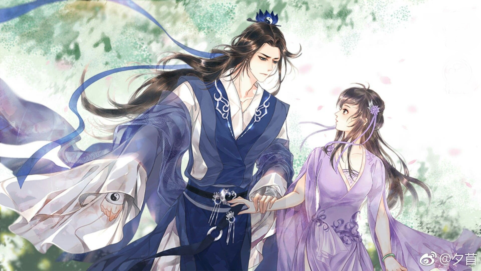 Hình ảnh cặp đôi anime cổ trang lãng mạn và ngọt ngào