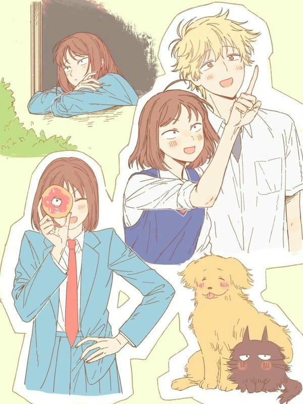 Hình ảnh cặp đôi anime cùng nhau ngắm cảnh biển