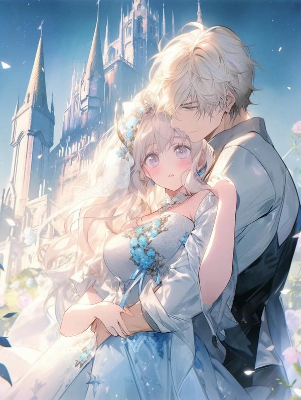 Hình ảnh cặp đôi anime ngồi trên thảm cỏ