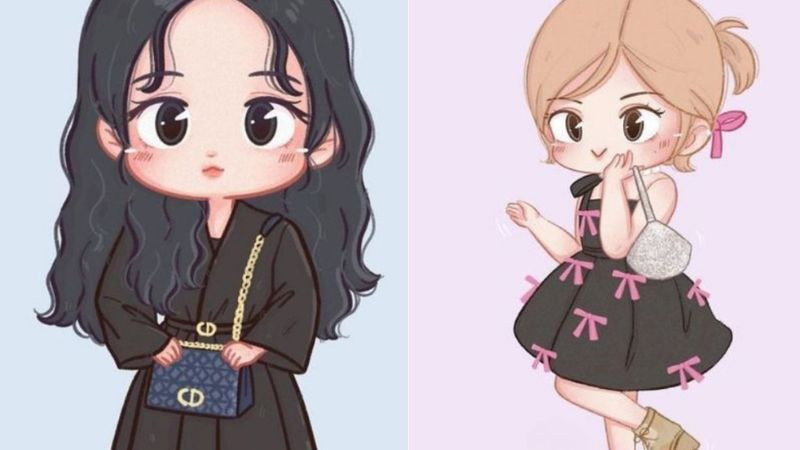 Hình ảnh chibi cô gái đi dự tiệc, mặc đầm xinh xắn, vẻ mặt đáng yêu