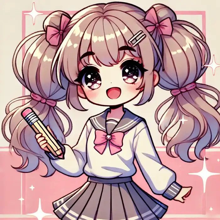 Tuyển tập Hình ảnh Học Sinh Chibi Đáng yêu và Dễ Thương Hình ảnh chibi học sinh đeo cặp sách vui vẻ