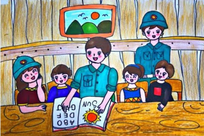 Hình ảnh chú bộ đội giúp dân sửa chữa cầu đường nông thôn