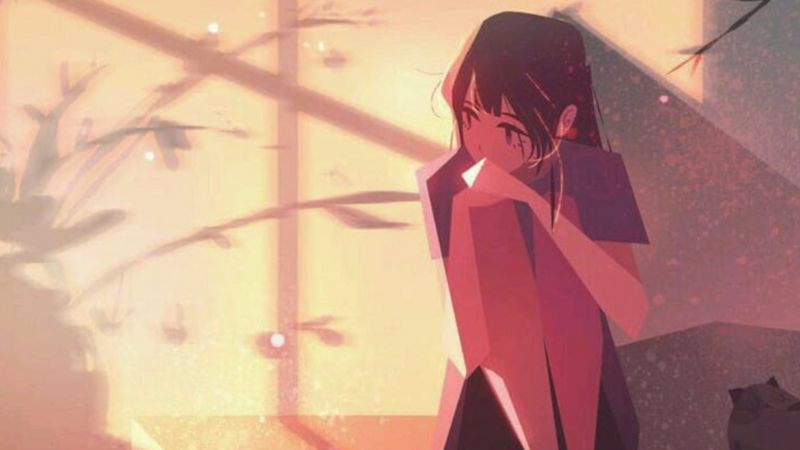 Hình ảnh cô đơn một nhân vật anime ngồi dựa vào tường với vẻ mặt buồn