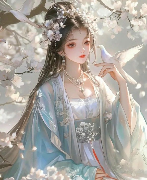 Hình ảnh cô gái anime trong bộ Hán phục duyên dáng