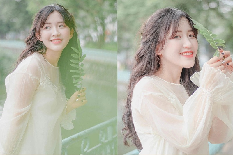 Hình ảnh cô gái dịu dàng nhìn xa xăm