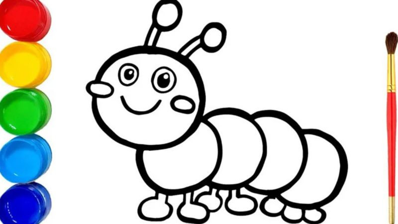 Hình ảnh con sâu ngộ nghĩnh được tạo thành từ chuỗi các hình tròn