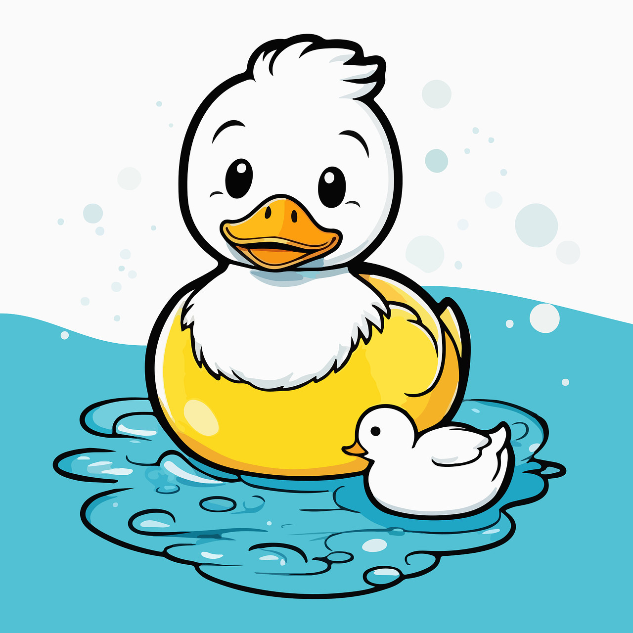 Hình ảnh con vịt chibi cùng vịt con