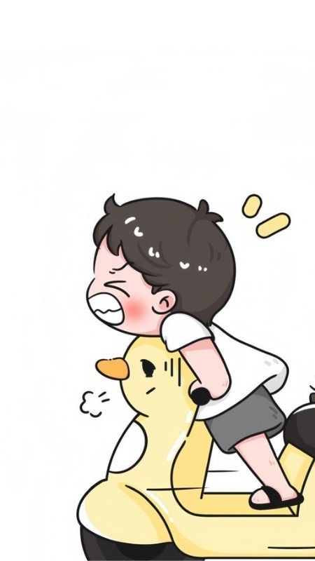 Hình ảnh dễ thương gây cười chàng trai chạy xe vịt vàng