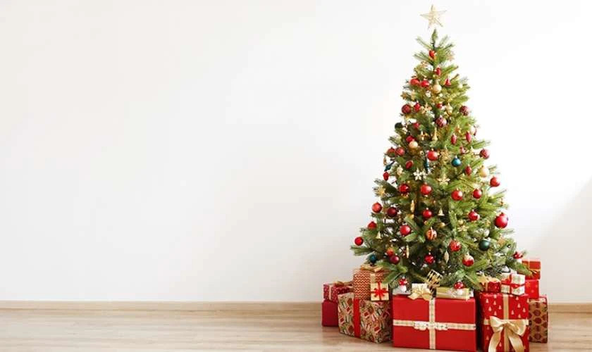 Hình ảnh đẹp làm ảnh cover Noel với cây thông và ánh đèn lung linh