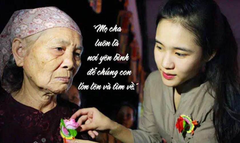 Hình ảnh đôi tay già nua của cha mẹ, biểu tượng của công lao dưỡng dục