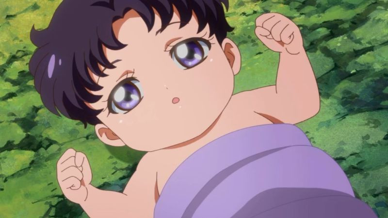 Hình ảnh em bé anime dễ thương ngồi trên đám mây