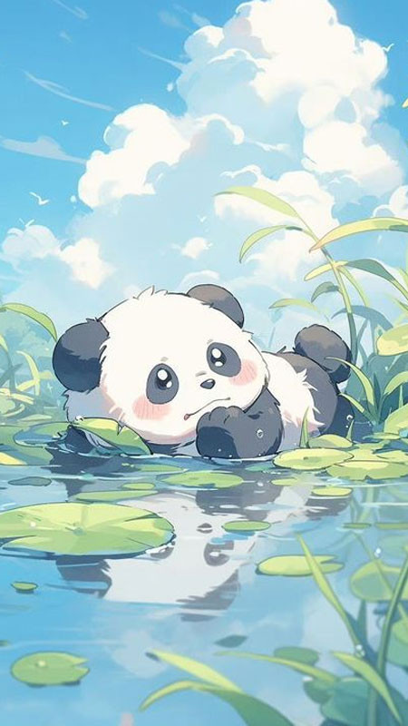 Hình ảnh gấu trúc vẽ minh họa đang ngủ trên cành cây