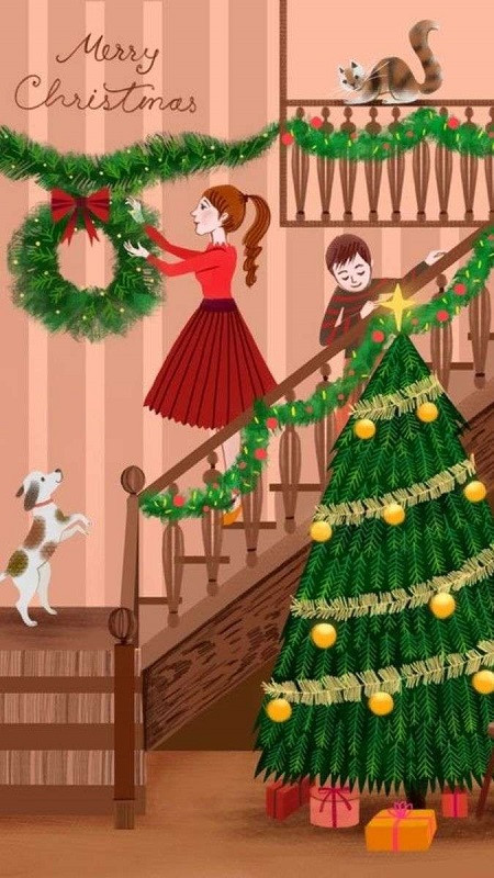 Hình ảnh Giáng sinh cute cặp đôi chó