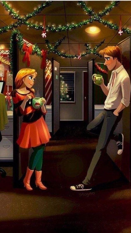 Hình ảnh Giáng sinh cute cặp đôi cùng cây thông