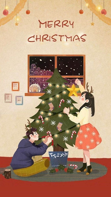 Hình ảnh Giáng sinh cute cặp đôi thỏ đáng yêu