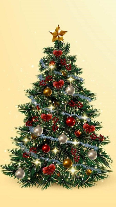 Hình ảnh Giáng sinh cute cây thông nhỏ xinh với đèn vàng