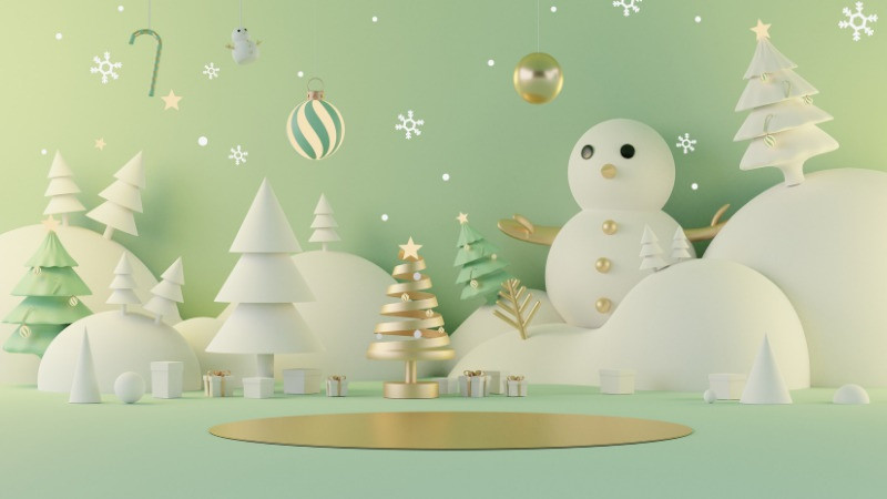 Hình ảnh Giáng sinh cute phong cảnh thị trấn tuyết rơi