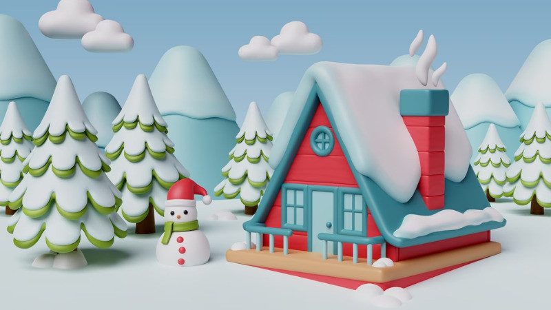 Hình ảnh Giáng sinh cute vẽ cảnh ông già Noel đang chuẩn bị quà