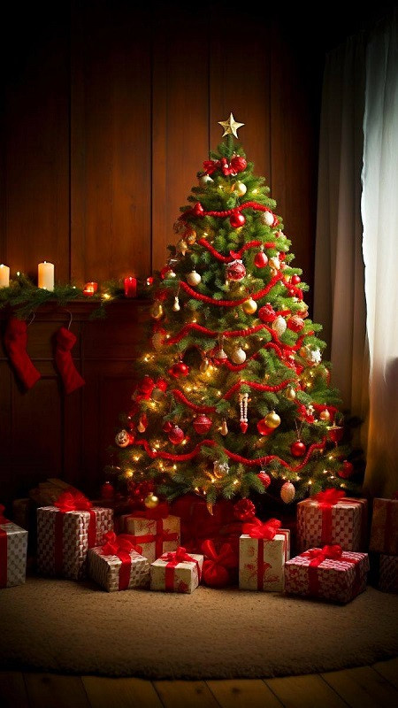 Hình ảnh Giáng sinh cute vẽ cây thông hoạt hình