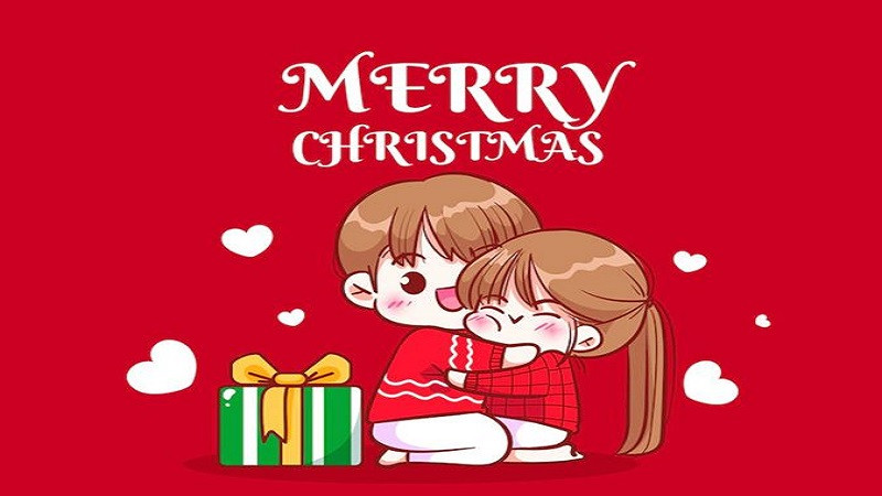 Hình ảnh Giáng sinh cute với chữ viết và đồ trang trí Noel