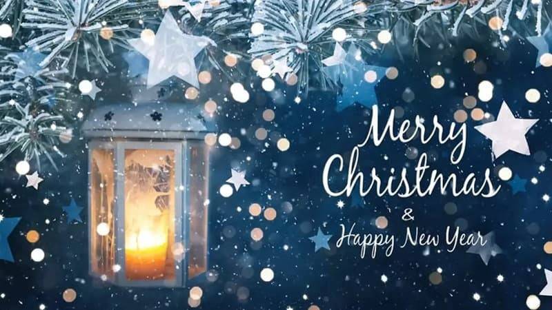 Hình ảnh Giáng sinh cute với lời chúc trên nền tuyết