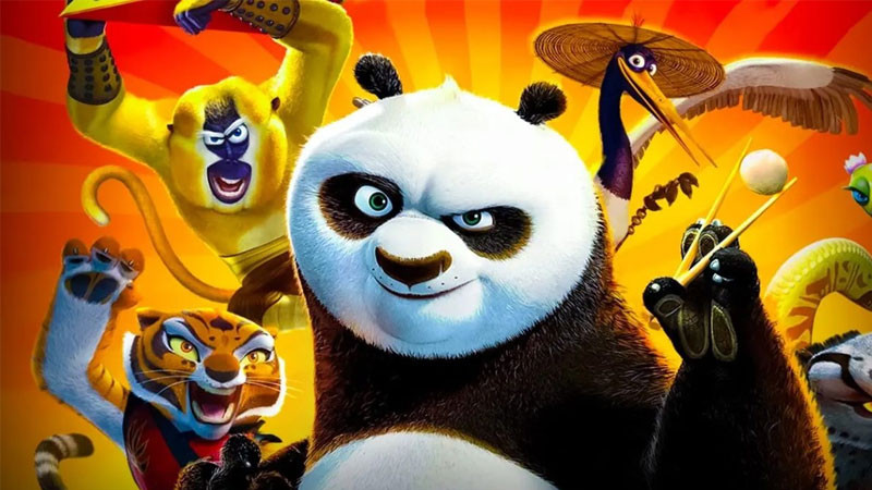 Hình ảnh hoạt hình gấu trúc Po từ Kung Fu Panda đang thực hiện tư thế võ thuật