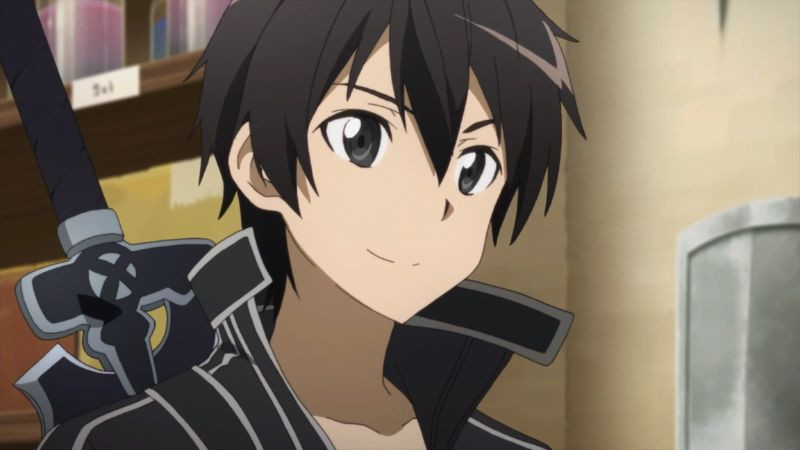 Hình ảnh Kirito trong tư thế chiến đấu với ánh kiếm