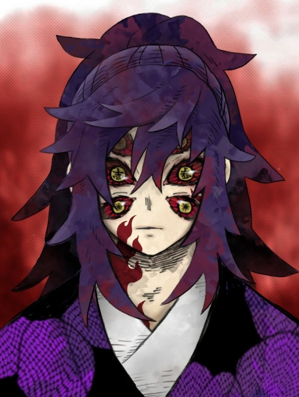 Hình ảnh Kokushibo thể hiện ba đôi mắt độc đáo của Thượng Huyền Nhất