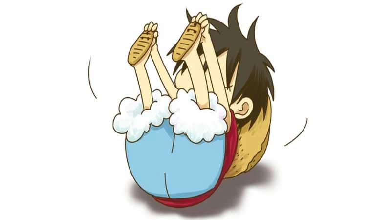 Hình ảnh Luffy Chibi đang vẫy tay.